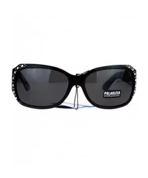 Anti Glare Polarized Womens Rhinestone Plastic Rectangular Butterfly Sunglasses - Black - CE11SOL4F1T $11.29 Butterfly