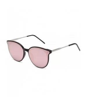 Fashion Round Sunglasses for Women with Rivet Plastic Frame DOLPHIN SJ2068 - C6 Black Frame/Pink Mirrored Lens - CB18OR50MDU ...