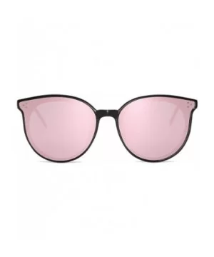 Fashion Round Sunglasses for Women with Rivet Plastic Frame DOLPHIN SJ2068 - C6 Black Frame/Pink Mirrored Lens - CB18OR50MDU ...