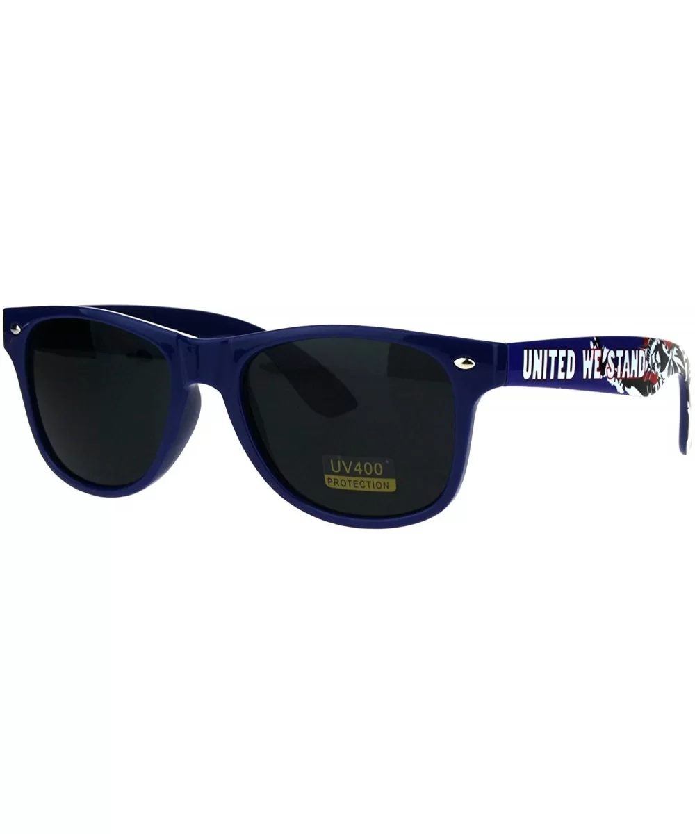 United We Stand Statue of Liberty Print Patriotic Navy Horn Rim Hipster Sunglasses - Shiny Navy - CP183CZR7S0 $7.53 Rectangular