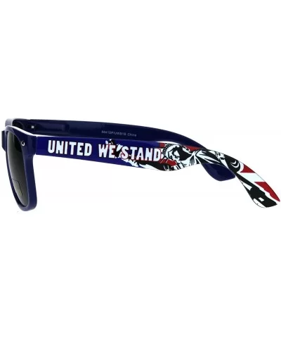 United We Stand Statue of Liberty Print Patriotic Navy Horn Rim Hipster Sunglasses - Shiny Navy - CP183CZR7S0 $7.53 Rectangular