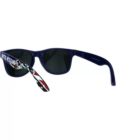 United We Stand Statue of Liberty Print Patriotic Navy Horn Rim Hipster Sunglasses - Shiny Navy - CP183CZR7S0 $7.53 Rectangular