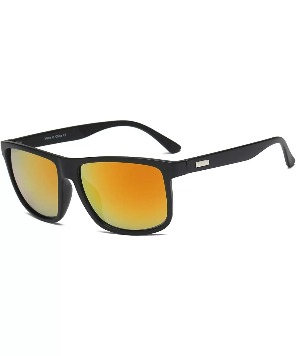 Men Retro Classic Sports Rectangular UV Protection Sunglasses - Orange - CN18IZI56KU $7.35 Square