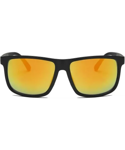 Men Retro Classic Sports Rectangular UV Protection Sunglasses - Orange - CN18IZI56KU $7.35 Square