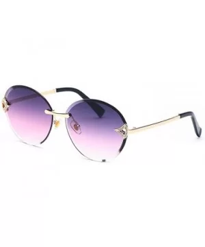 Classic fashion frameless sunshade - round - PC lens ladies sunglasses - F - C318S6WG8KK $28.34 Round