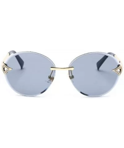 Classic fashion frameless sunshade - round - PC lens ladies sunglasses - F - C318S6WG8KK $28.34 Round