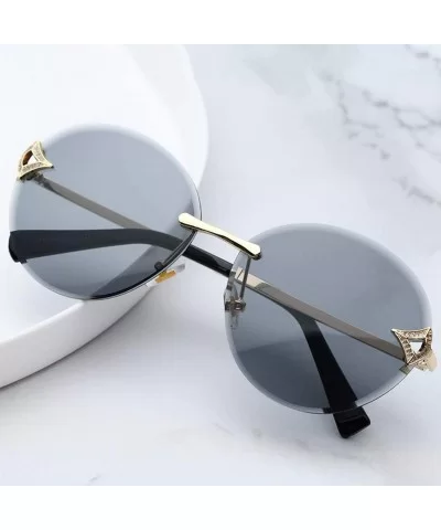 Classic fashion frameless sunshade - round - PC lens ladies sunglasses - F - C318S6WG8KK $28.34 Round