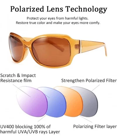 Classic Oversized Polarized Sunglasses Women Wrap Square Shades B2504 - Champagne - CV18YKOHEC4 $12.28 Square