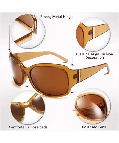 Classic Oversized Polarized Sunglasses Women Wrap Square Shades B2504 - Champagne - CV18YKOHEC4 $12.28 Square