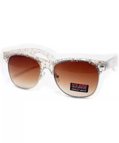 Flower Floral Print Sunglasses Womens Fashion Square Keyhole Frame - Lite Flower Print - CL1869SK9RU $7.01 Wayfarer