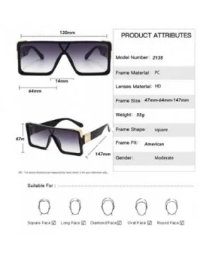 Square Oversized Sunglasses Women Men - Classic Fashion Style 100% UV Protection - Grey - CP190TTCMLL $7.22 Square