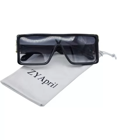 Square Oversized Sunglasses Women Men - Classic Fashion Style 100% UV Protection - Grey - CP190TTCMLL $7.22 Square