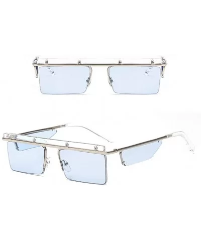 Rimless Square Ocean Lens Sunglasses HD Lenses with Case UV Protection Driving Cycling - Blue - C018LDEH00Y $14.83 Aviator