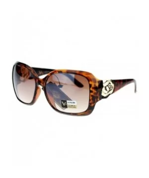 Womens Oversized Square Frame Sunglasses With Rhinestone Rose Design - Tortoise - C1127364C95 $7.63 Oversized