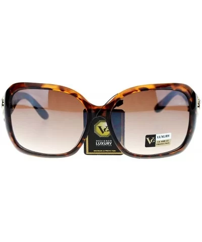 Womens Oversized Square Frame Sunglasses With Rhinestone Rose Design - Tortoise - C1127364C95 $7.63 Oversized