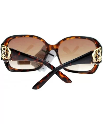 Womens Oversized Square Frame Sunglasses With Rhinestone Rose Design - Tortoise - C1127364C95 $7.63 Oversized