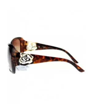 Womens Oversized Square Frame Sunglasses With Rhinestone Rose Design - Tortoise - C1127364C95 $7.63 Oversized