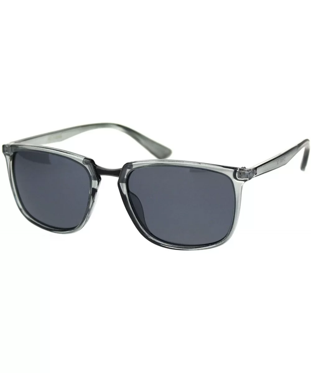 Mens Polarized Lens Sunglasses Designer Fashion Square Frame UV Block - Grey Gunmetal (Black) - CM18TRONWT6 $8.69 Square