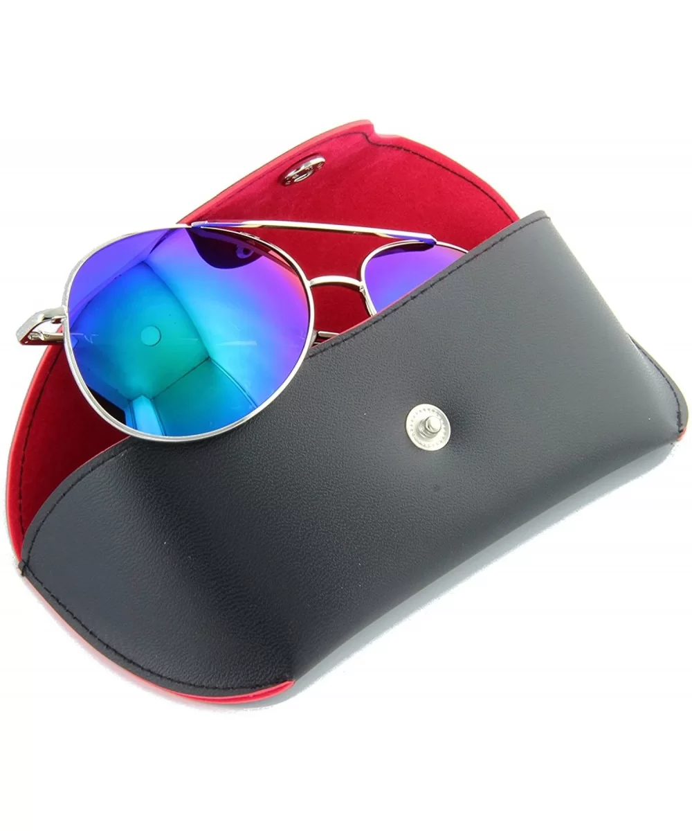 Unisex Aviator Sunglasses Color Mirror Lens with Case Retro Fahion Eyewear - Silver - CM12NUD6LWV $7.92 Aviator