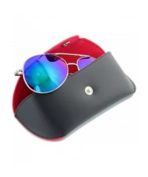 Unisex Aviator Sunglasses Color Mirror Lens with Case Retro Fahion Eyewear - Silver - CM12NUD6LWV $7.92 Aviator