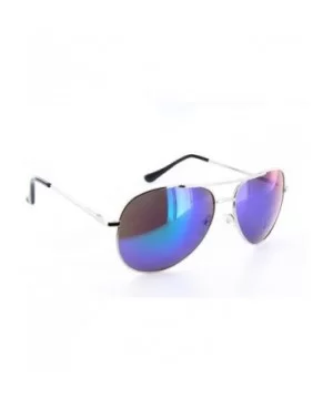 Unisex Aviator Sunglasses Color Mirror Lens with Case Retro Fahion Eyewear - Silver - CM12NUD6LWV $7.92 Aviator