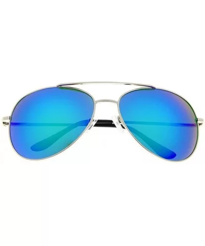 Unisex Aviator Sunglasses Color Mirror Lens with Case Retro Fahion Eyewear - Silver - CM12NUD6LWV $7.92 Aviator