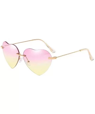 Hiking New Retro Love Ocean Piece Sunglasses Street Beat Peach Heart Shaped Sunglasses - Multicolor-i - CW18T35TED3 $4.45 Rim...