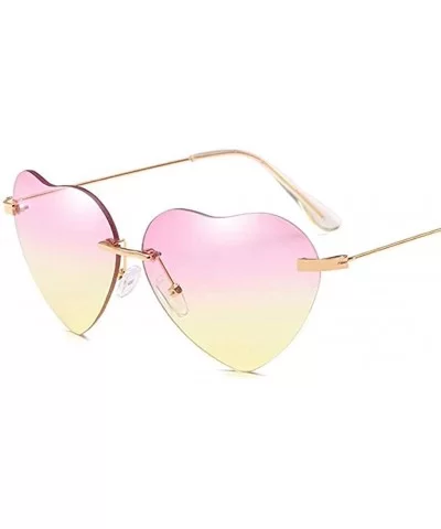 Hiking New Retro Love Ocean Piece Sunglasses Street Beat Peach Heart Shaped Sunglasses - Multicolor-i - CW18T35TED3 $4.45 Rim...