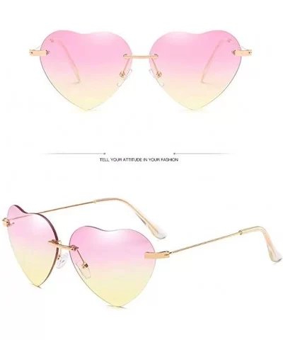 Hiking New Retro Love Ocean Piece Sunglasses Street Beat Peach Heart Shaped Sunglasses - Multicolor-i - CW18T35TED3 $4.45 Rim...