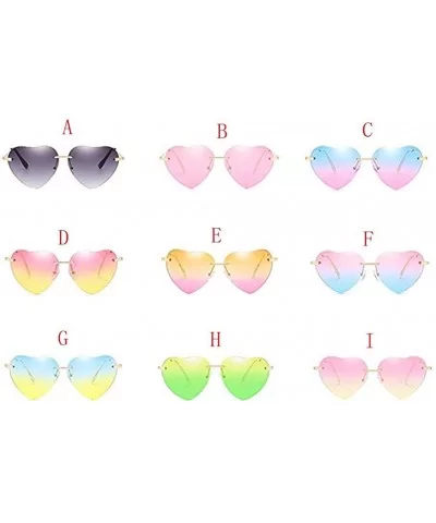 Hiking New Retro Love Ocean Piece Sunglasses Street Beat Peach Heart Shaped Sunglasses - Multicolor-i - CW18T35TED3 $4.45 Rim...