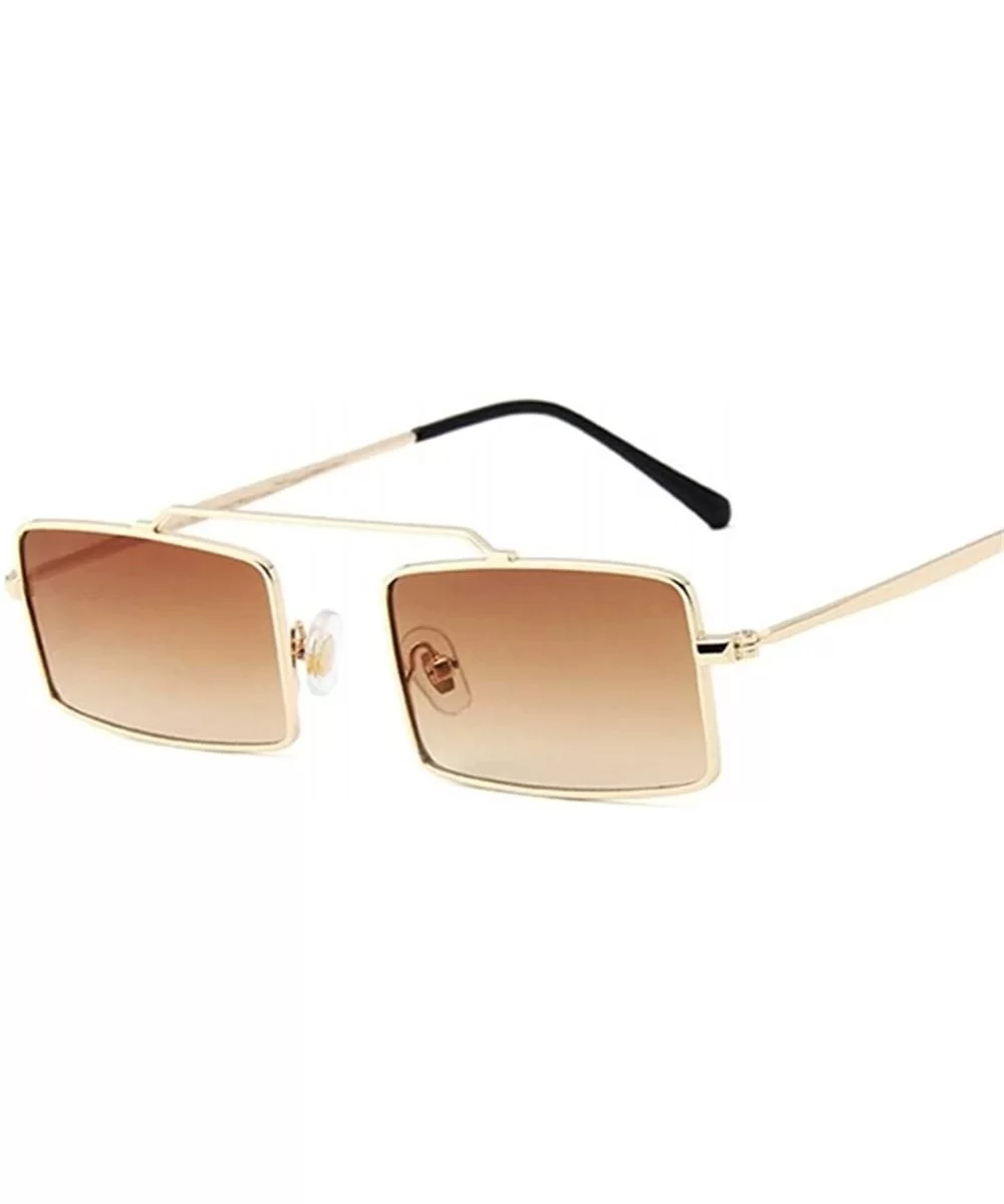 Vintage Sun Glasses Women Men Square Shades Rectangular Frame Sunglasses For Female - Gold - CY1998YHSZS $8.47 Square