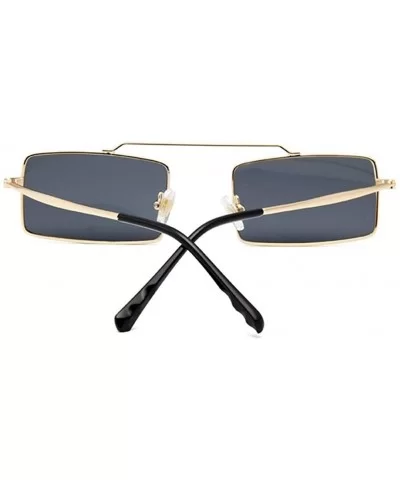 Vintage Sun Glasses Women Men Square Shades Rectangular Frame Sunglasses For Female - Gold - CY1998YHSZS $8.47 Square