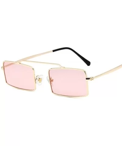 Vintage Sun Glasses Women Men Square Shades Rectangular Frame Sunglasses For Female - Gold - CY1998YHSZS $8.47 Square