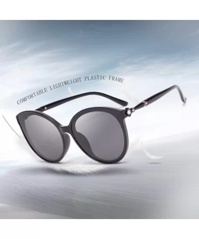 Womens Round Polarized Ladies Sunglasses with Diamond for Women Stylish Plastic Frame 0238 - Black - C51986W9YDS $12.92 Oval