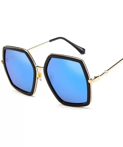 Square Luxury Sun Glasses Brand Designer Ladies Oversized Crystal Blue - Gray - CL18Y6SSLEE $6.74 Aviator