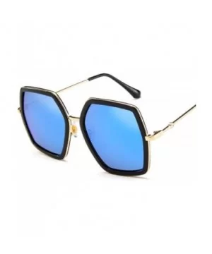 Square Luxury Sun Glasses Brand Designer Ladies Oversized Crystal Blue - Gray - CL18Y6SSLEE $6.74 Aviator