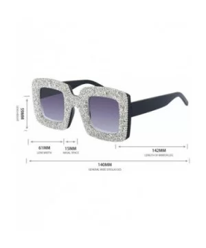 Brand Designer Square Sunglasses Women Luxury Retro Bling Diamond Sun Glasses UV400 - Gold&gray - CK192K9HS0Q $9.71 Square