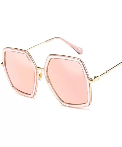 Square Luxury Sun Glasses Brand Designer Ladies Oversized Crystal Blue - Gray - CL18Y6SSLEE $6.74 Aviator