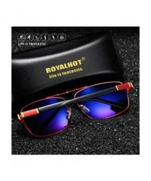 Men Square Sunglasses Polarized UV 400 Protection 60MM Fashion Shield Style Driving - Red Gold - CZ192GDN3NQ $8.99 Sport