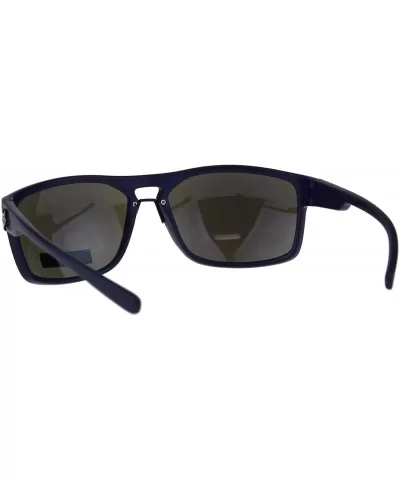 Biohazard Mens Sunglasses Oval Rectangular Matte Frame UV 400 - Blue (Blue Mirror) - CZ18CW3T6DM $5.72 Oval