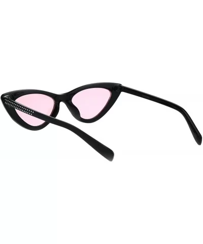 Womens Skinny Cateye Sunglasses Silver Dotted Bling Fashion UV 400 - Black (Pink) - CM18GTUAL8T $5.55 Cat Eye