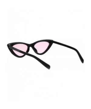 Womens Skinny Cateye Sunglasses Silver Dotted Bling Fashion UV 400 - Black (Pink) - CM18GTUAL8T $5.55 Cat Eye