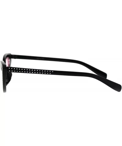 Womens Skinny Cateye Sunglasses Silver Dotted Bling Fashion UV 400 - Black (Pink) - CM18GTUAL8T $5.55 Cat Eye