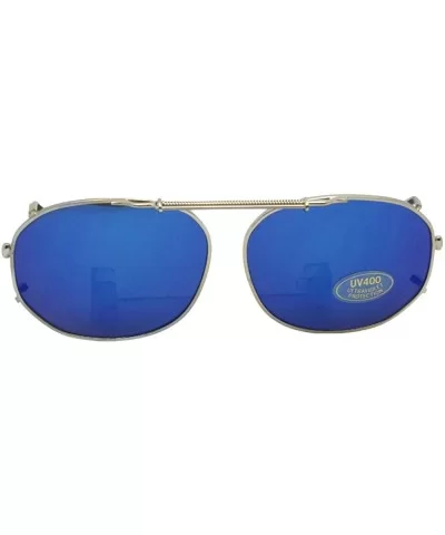 Round Square Color Mirror Non Polarized Clip-on Sunglass - Silver-blue Mirror Gray Lens - C9189N8O43I $10.89 Round