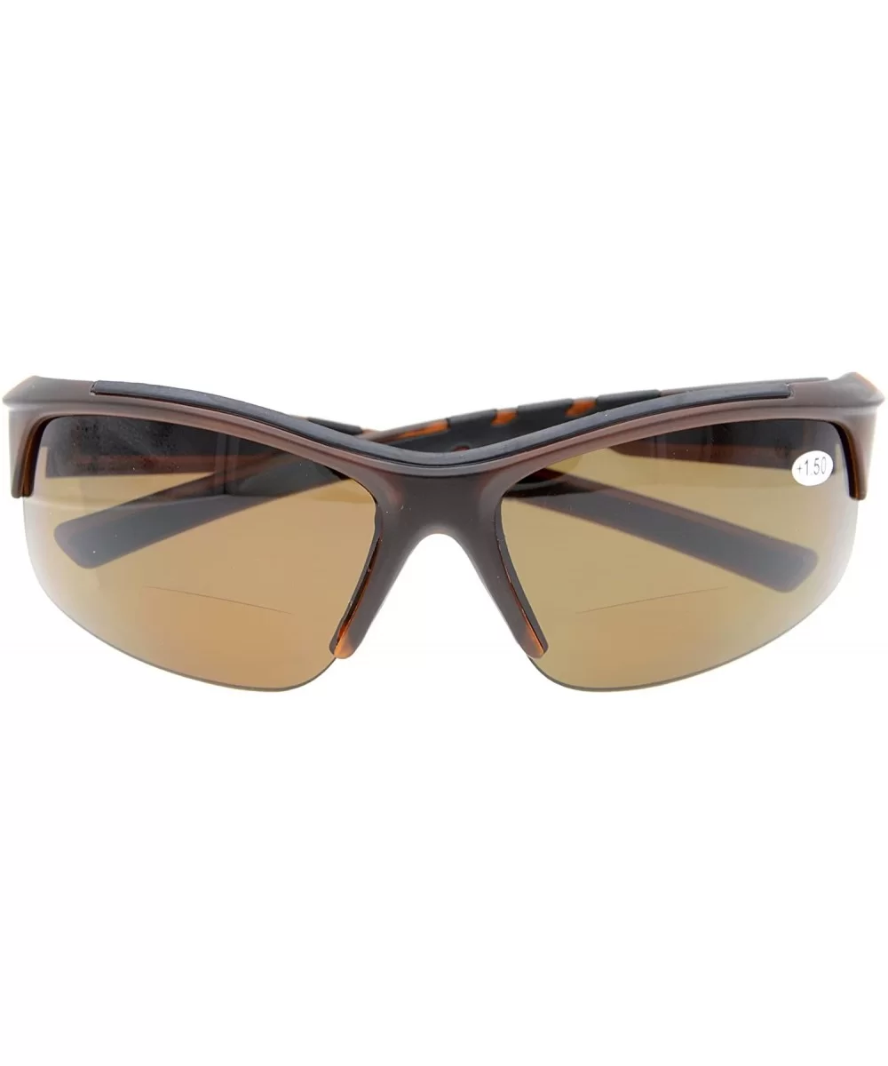 Unisex Sports Bifocal Half Rimless Sunglasses For Running Fishing - Brown - CA18CKZN0DX $14.20 Rimless