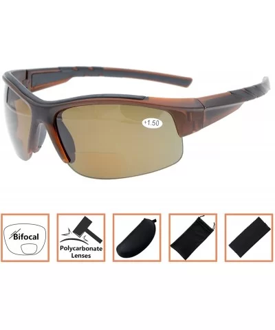 Unisex Sports Bifocal Half Rimless Sunglasses For Running Fishing - Brown - CA18CKZN0DX $14.20 Rimless