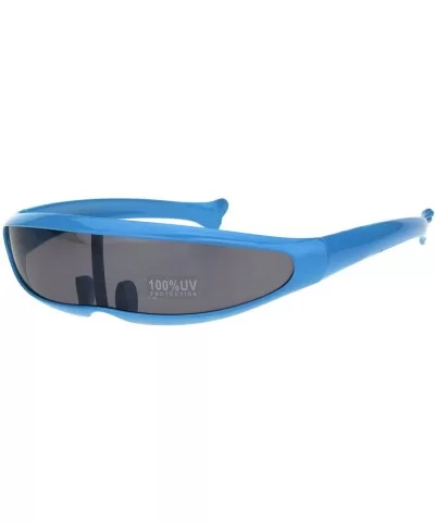 Cyber Punk Monolens Shield Scifi Robotic Cyclops Plastic Sunglasses - Blue - CD18H8IOMZR $5.30 Rectangular