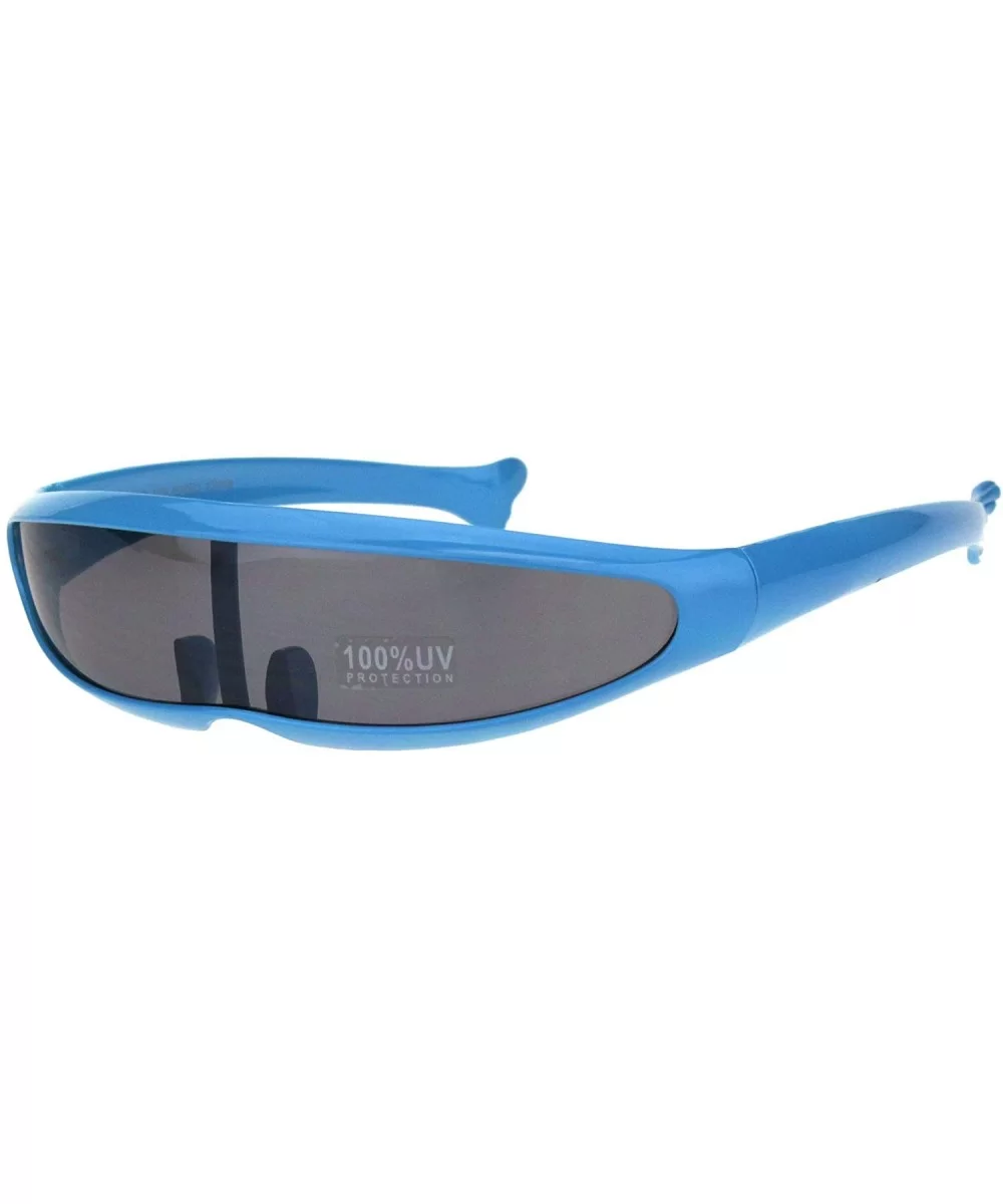 Cyber Punk Monolens Shield Scifi Robotic Cyclops Plastic Sunglasses - Blue - CD18H8IOMZR $5.30 Rectangular