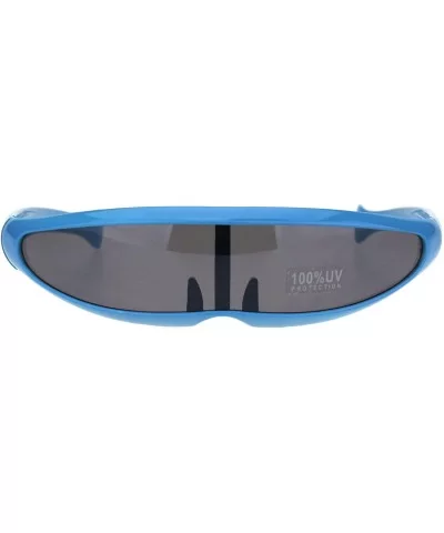 Cyber Punk Monolens Shield Scifi Robotic Cyclops Plastic Sunglasses - Blue - CD18H8IOMZR $5.30 Rectangular