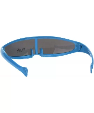 Cyber Punk Monolens Shield Scifi Robotic Cyclops Plastic Sunglasses - Blue - CD18H8IOMZR $5.30 Rectangular